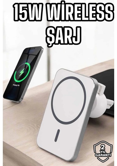 Araç Uyumlu Kablosuz 15w Taşınabilir Şarj Aleti Çift Kablo Çok Renkli