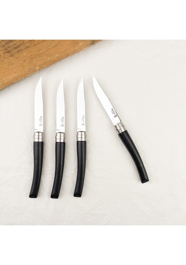 Opinel Chic 4'lü Et Bıçağı Seti - Abanoz Ağacı Ebony Siyah