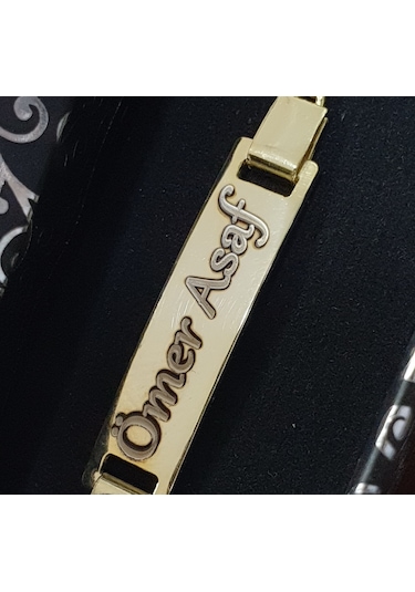 22 Ayar Altın Kaplama Papatyalı İsimli Çocuk Gümüş Bileklik Künye