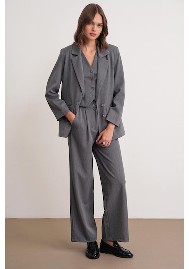 4745 Kadın Oversize Blazer Ceket Antrasit Antrasit