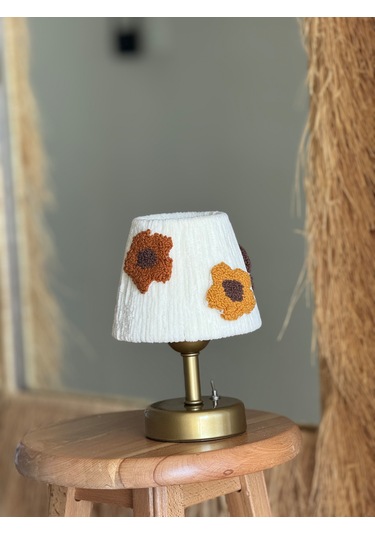 Punch Kadife Masa Lambası Alt Eskitme Gold Kablosuz Masa Üstü