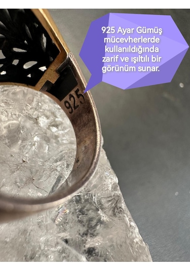 Otantik Ametist, Zirkon Ve Zümrüt Taşlı Ayarlanabilir Gümüş Yüzük