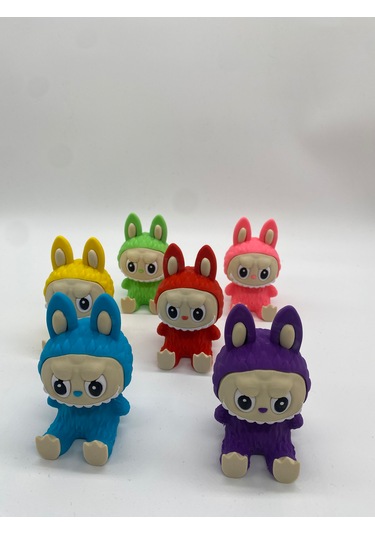 Oturan Dekoratif Labubu Figürü, 3d Baskı, Sarı