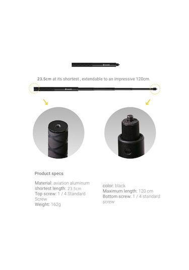 Teltree Insta360 Görünmez Selfie Çubuğu: One X, One, Evo, One R, One X2 İle Uyumlu, Taşınabilir Ve Hafif