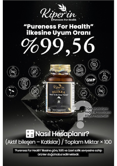 Kiperin Elixea Longevity Anti-aging Ve Canlandırıcı Etki Çin Geveni Ekstresi, Nadh, Pirolokinolin Kinon, Resveratrol, Glutatyon, Koenzim Q10, Nmn 60 Kapsül