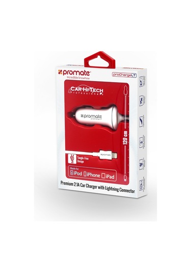 Promate Iphone Lightning Araç Çakmak Şarj Cihazı MFI Onaylı Beyaz