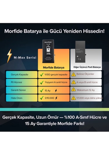 Morfide  Apple Uyumlu iPhone 8 Plus  3410mah Yüksek Amper Batarya
