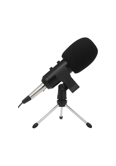 Teltree Usb Mikrofon, Yüksek Hassasiyetli Kalp Şekilli Ses Toplama, Düşük Gürültü, Taşınabilir Tripodlu, Siyah