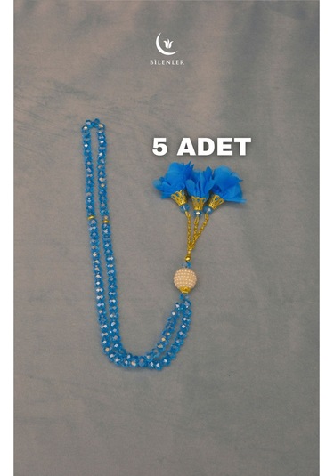 Kristal Tesbih 5 Adet Mavi