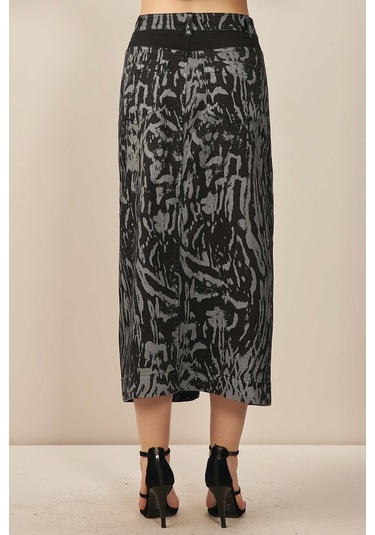 Evaze Çok Renkli Baskılı Etek Çok Renkli