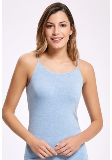 Ilke Kadın Likralı Dantelli Ip Askılı Atlet 246- 6 Adet