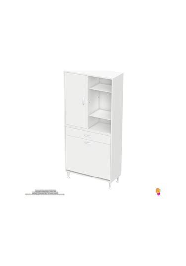 Modilayn Afra 75x173x32,5cm 1 Çekmece, 2 Göz Sepet, 1 Kapak, 6 Raf Dar Alan Banyo Dolabı Beyaz