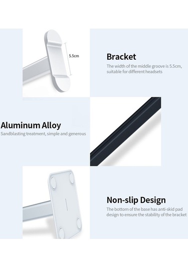 Pazly Evrensel Alüminyum Kulaklık Tutucu, Bilgisayar Standı, Masa Sergileme Standı, Taşınabilir, Kaymaz Design