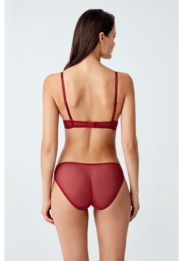 Luw 6116 Bordo Dolgulu Sütyen Külot 2Li Takım Bordo