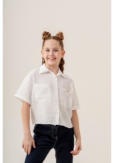 Kız Çocuk Duble Kol Gömlek 3169 Beyaz