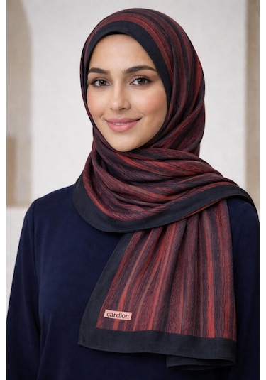 Cardion Pamuk İpek Şal - 70 X 180 - 06303 Siyah - Bordo