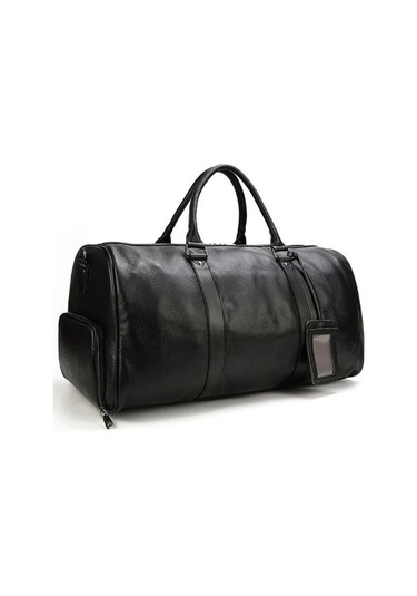 Deri Seyehat Çantası Ayakkabı Bölmeli El Ve Omuz Askılı 8683255012213 Siyah