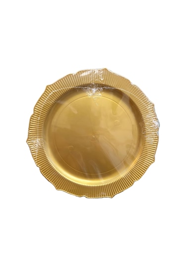 Omeyva Dayanıklı Mika Plastik Altın Sorfa Piknik Seti - 24 Kişilik Tabak Bardak Çatal Kaşık Takımı