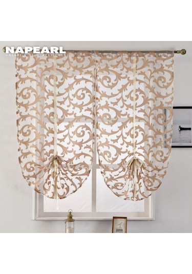 Krem 1 Pc Napearl Avrupa Tarzı Moda Çiçek Pencere Ev Mutfak Jakarlı Kumaş Tül Perde 1pc W80cm X L220cm Krem