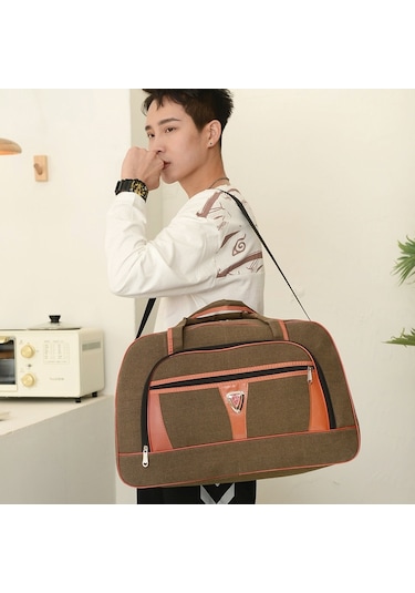 Büyük Kapasiteli Seyahat Çantası Erkekler Kısa Yolculuk El Kanvas Bagaj Çantası, Boyut: Orta Yeşil