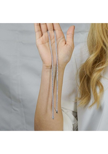 Modagümüşevi Pırlanta Tasarımlı Yuvarlak 925 Ayar Gümüş Su Yolu Kolye 3 Mm