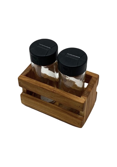 Ahşap Doğal 2li Baharatlık Ahşap Cam Set Takımı Set Kiraz 1 Set Ahşap