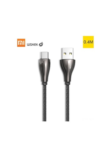 Wsken Type-c Hızlı Şarj Kablosu, Rgb Solunum Işığı, Metal Kasa, Örgülü Kablo, 0.4m Parlak Gümüş Rengi, Huawei Samsung Uyumlu