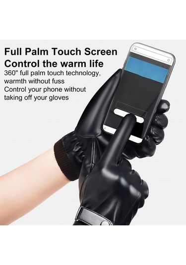 Kış Rüzgar Geçirmez Dokunmatik Ekran Suni Deri Bisiklet Eldiven 001