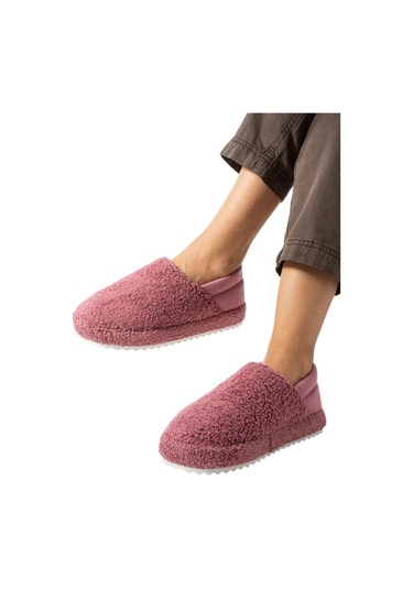 Kadın Lastikli Kaymaz Taban Peluş Havlu Kumaş Ev Ayakkabısı Panduf Pembe-pembe Pembe