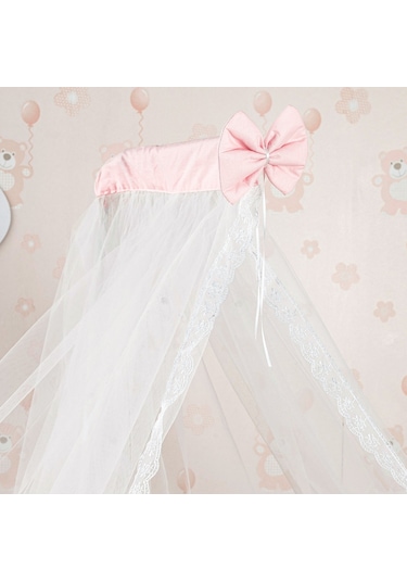 Meltem Kids Bambino Sallanır Ahşap Anne Yanı Beşik 70x110 cm (beyaz-pembe) Pembe