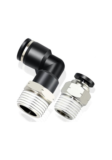 Pnömatik Dirsek Ve Düz Boru Kombinasyonu 1/4" Boru Dış Çapı X 1/2" Npt Dişli İtmeli Bağlantı Parçası 6mm 4 Adet