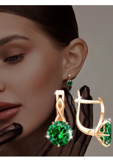 Asj 925 Ayar Gümüş Taşlı Altın Küpeler 188588229 Yeşil