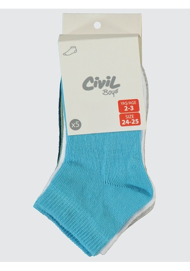 Civil Boys Erkek Çocuk 5'li Patik Çorap 2-12 Yaş Açık Mavi Açık Mavi