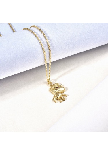 14 Ayar Mikron Altın Kaplama Midilli Atı Gümüş Kolye - Çocuk Ve Genç Kız Hediye Kolyesi - Cns00670 Altın