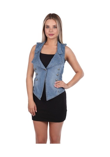 Blue White Kadın Kot Yelek 14Wy10