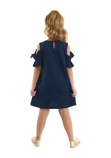 Denokids Mushi Denizatı Unicorn Kız Çocuk Elbise Lacivert