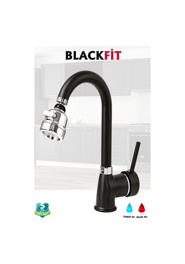 Siyah Tepe Duş Seti Çubuk Kol Duş Robotu Duş Başlığı Banyo Lavabo Bataryası Mutfak Çeşmesi Siyah