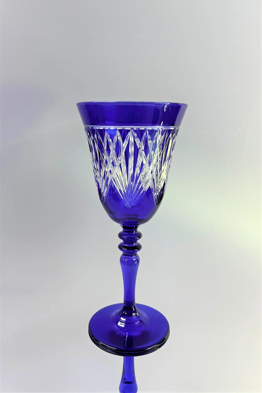 Bella El Kesmesi Cam Kadeh Bardak Paşabahçe Kristal Dekor Kobalt Mavi