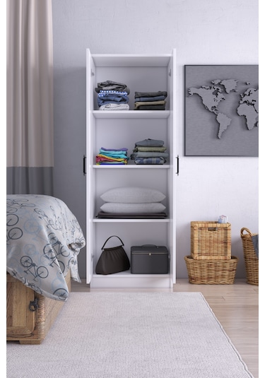 ABETEMOBİLYA 2 Kapılı Gardırop-Beyaz