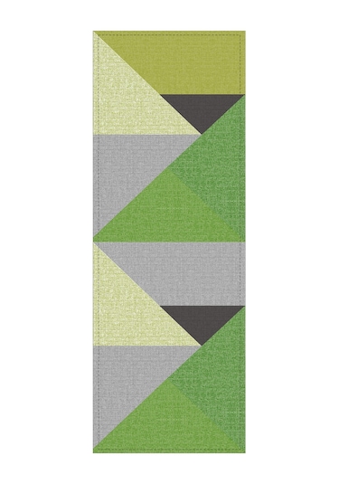 Yeşil Geometrik Desenli Premium Masa Örtüsü Runner Rnr609