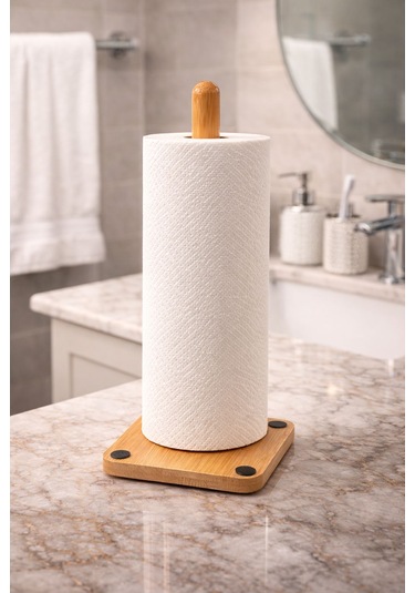 Bambu Kağıt Havluluk Düzenleyici Banyo Peçetelik Açık Sarı
