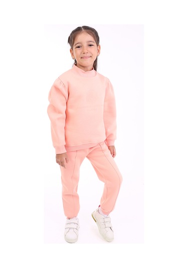 Toontoy Kız Çocuk Baskılı Eşofman Takım Somon