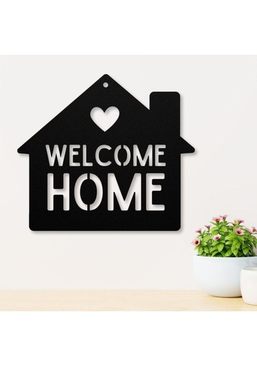 Welcome Yazılı Ev Figürlü Lazer Kesim Ahşap Duvar Tablosu İç Dekorasyon