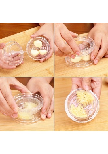 Primepickings Transparan Mavi Manuel Sarımsak Presi Doğrayıcı Plastik El Tipi Mutfak Masher Şeffaf Mavi