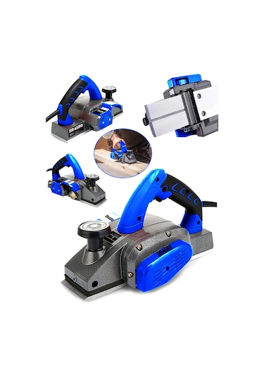 Dragro DRG-PLNY4000 4000 W Bakır Sargılı Motor Korumalı Sistem Çift Bıçaklı Planya Makinesi Mavi