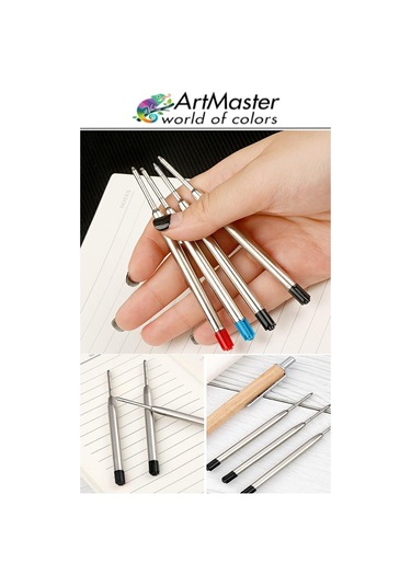 Tükenmez Kalem Yedeği Mavi 5 Adet Metal Tükenmez Kalem İçi Mavi Yedek Tükenmez Ofis Jel Kalem İçi Kalem İçi Okul Mavi