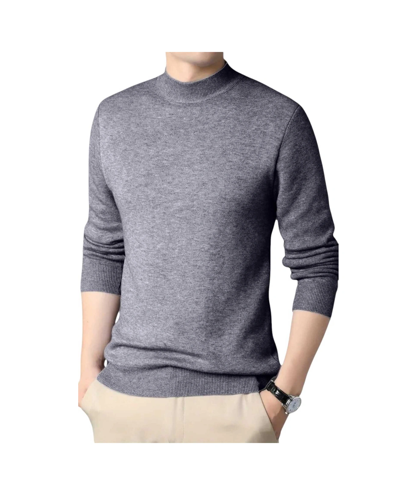 Tezzgelsin 3'lü Erkek Tüylenmeyen Yarım Boğazlı Triko Kazak Yarım Balıkçı Triko Kazak Gri - Füme - Lacivert