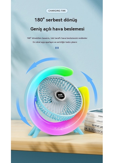 Usb Masaüstü Fanı Şarj Edilebilir Döngü Yüksek Rüzgar Fanı 000-açık Pembe