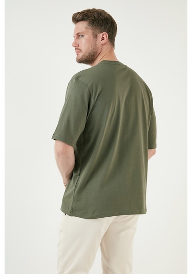 Buratti Pamuklu Oversize Bisiklet Yaka Basic Erkek T Shirt 5902365 Haki