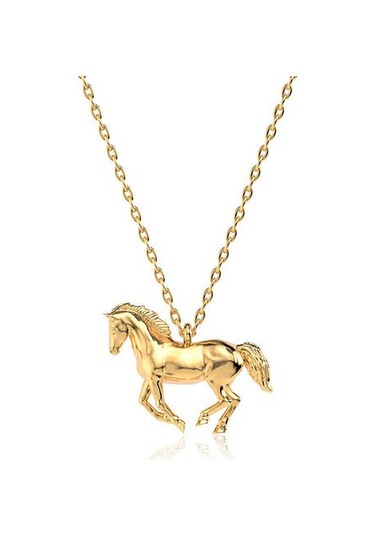 İndigo Takı Sade Minik Koşan At Altın Kaplama Gümüş Kolye